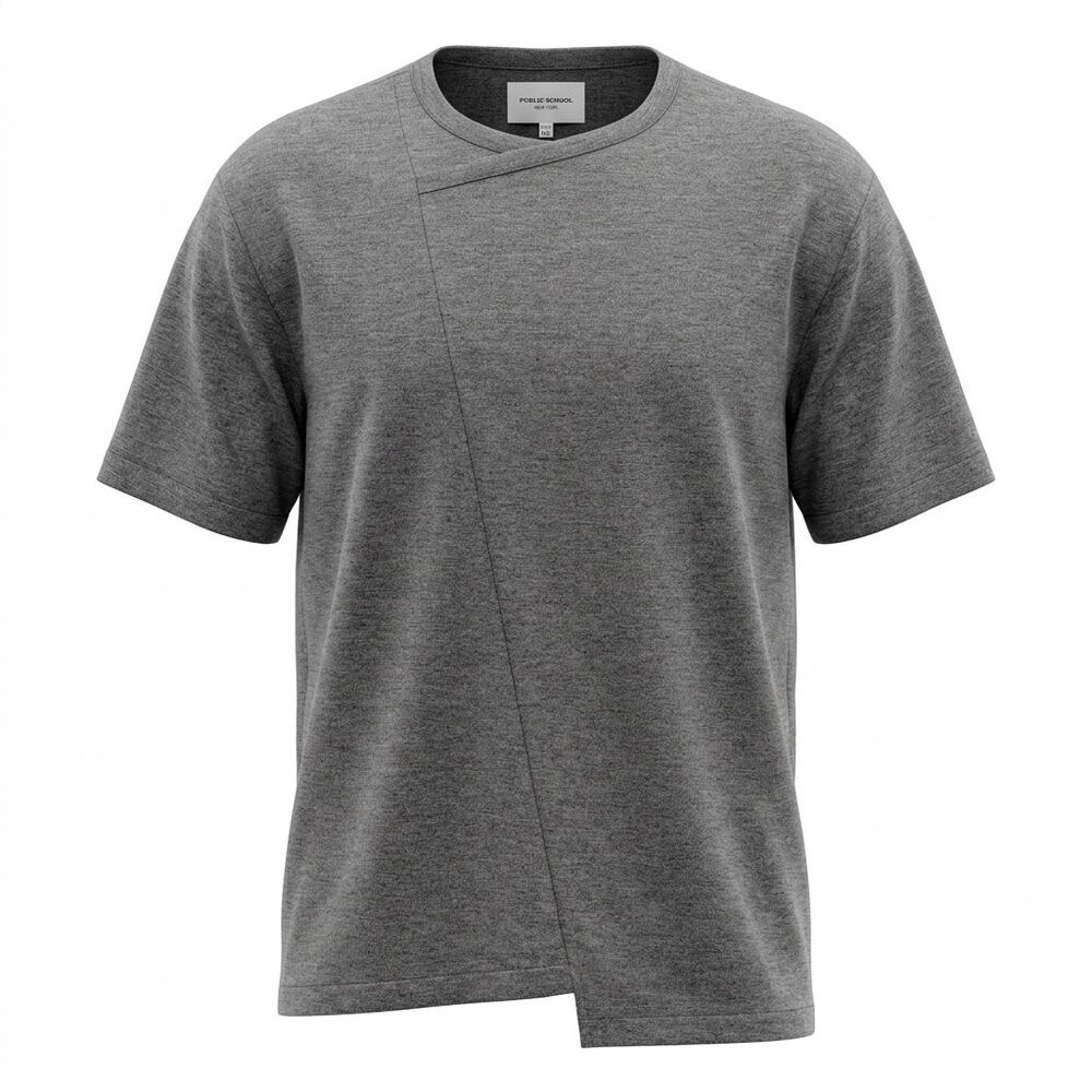 NWT Public School Gray Asymmetrical Crew Neck Stretch T-Shirt Men Size XXL